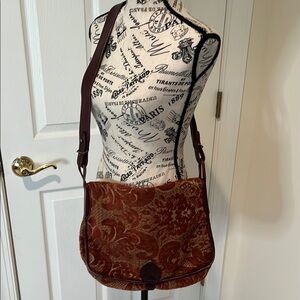 J. Jill Brown Crossbody Bag with Embossed Pattern